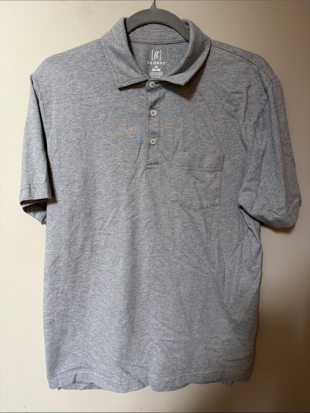 George Light Gray Short-Sleeve Polo with Chest Pocket